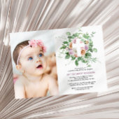 パーソナライズされたフローラクロスフォトバプテスマ招待状 招待状