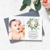 パーソナライズされたフローラクロスフォトバプテスマ招待状 招待状