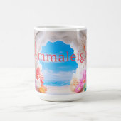 パーソナライズされたフローラコーブ3Dルックビーチ コーヒーマグカップ (中央)