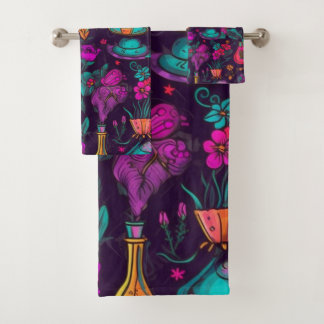 パーソナライズされたフローラスカル バスタオルセット