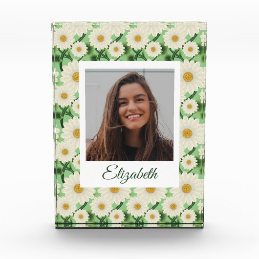 パーソナライズされたフローラデイジーパターン フォトブロック (正面)
