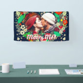 パーソナライズされたフローラハートのフレーム写真 横断幕 (トレードショー)