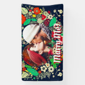 パーソナライズされたフローラハートのフレーム写真 横断幕 (縦)