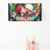 パーソナライズされたフローラハートのフレーム写真 横断幕 (インサイチュ)