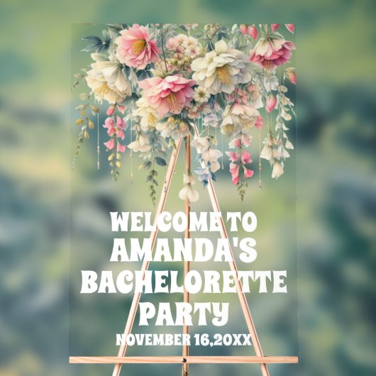 パーソナライズされたフローラバチェロレッテ歓迎 アクリルサイン (ニュートラル)