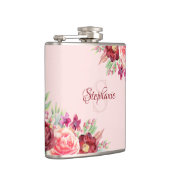 パーソナライズされたフローラバモダンルグンディ赤面モノグラム フラスク (右)