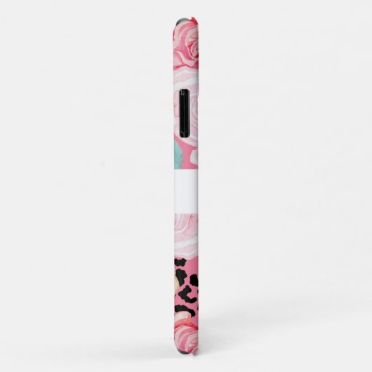 パーソナライズされたフローラブラック&ホワイトアニマルプリント Case-Mate iPhoneケース (裏面/右)