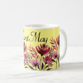 パーソナライズされたフローラマグカップ – カスタマイズ可能なフラワーマグカップ コーヒーマグカップ (正面右)