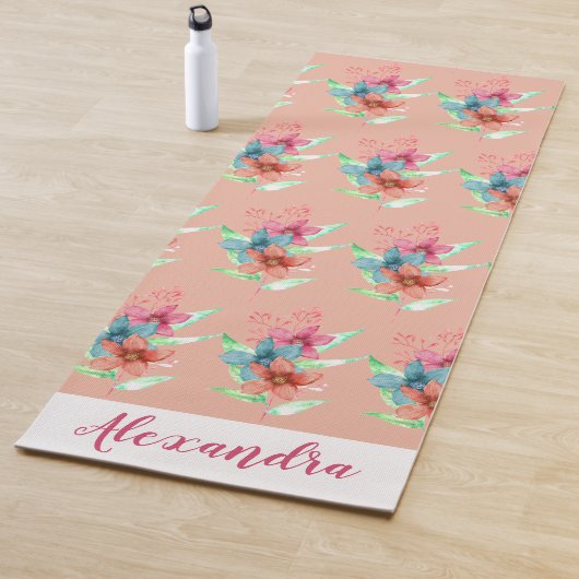 パーソナライズされたフローラモダン桃型ヨガマット ヨガマット (インサイチュ)