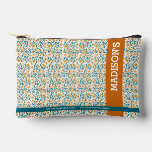 パーソナライズされたフローラモノグラムと名前 アクセサリーポーチ