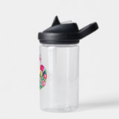 パーソナライズされたフローラリースの水色 ウォーターボトル (左面)