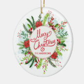 パーソナライズされたフローラリース セラミックオーナメント (左)