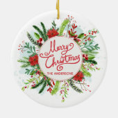 パーソナライズされたフローラリース セラミックオーナメント (裏面)