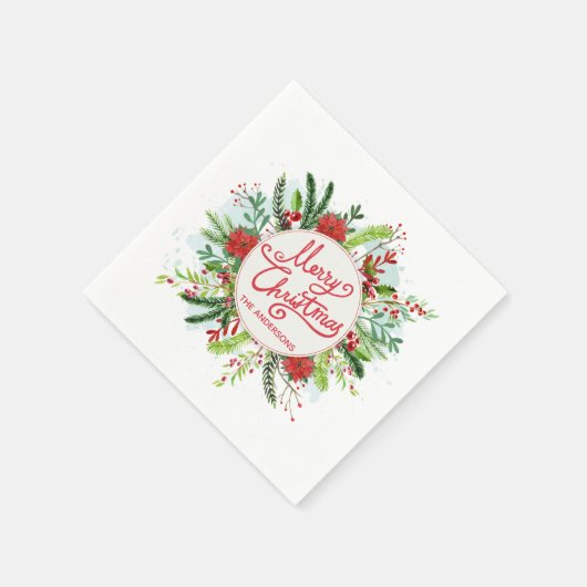 パーソナライズされたフローラリース | ナプキン スタンダードカクテルナプキン (角)