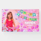 パーソナライズされたフローラ写真ハッピーバースデー 横断幕 (横)