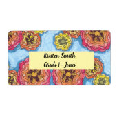 パーソナライズされたフローラ学校ラベル ラベル (正面)