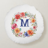 パーソナライズされたフローラ枕 ラウンドクッション (裏面)
