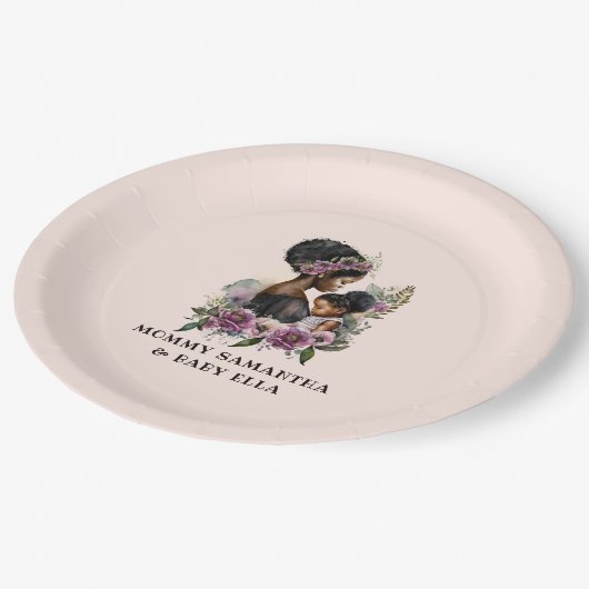 パーソナライズされたフローラ母とベビー(3) ペーパープレート (アングル)