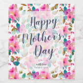 パーソナライズされたフローラ母の日 ワインラベル (シングルラベル)