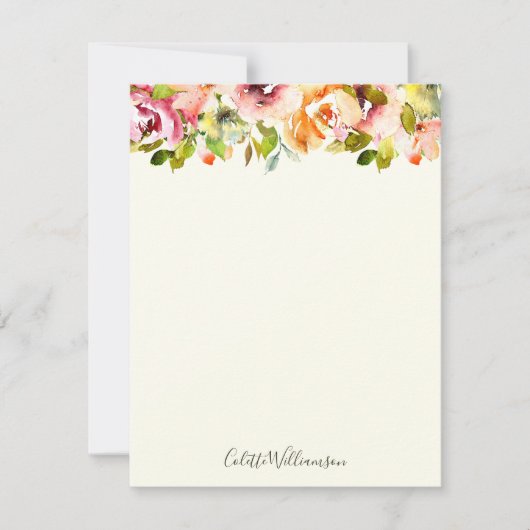 パーソナライズされたフローラ水の色素朴国 ノートカード (正面)