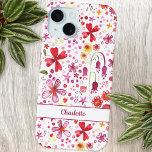 パーソナライズされたフローラ水色 Case-Mate iPhone 14 PRO MAXケース<br><div class="desc">明るくカラフルモダン色の野花絵画の。庭師、自然愛好家、快適に最適。名前をパーソナライズに変更。</div>