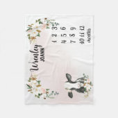 パーソナライズされたフローラ牛の月次マイルストーンブランケット フリースブランケット (正面)