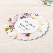 パーソナライズされたフローラ結婚の紙コースターの好意 ペーパーコースター (アングル)
