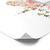 パーソナライズされたフローラ結婚の記念日の日付 ポスター (角)