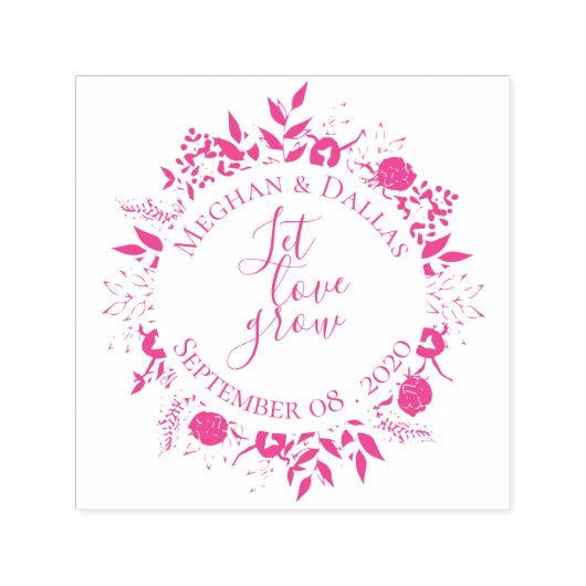 パーソナライズされたフローラ結婚リース セルフインキングスタンプ (デザイン)