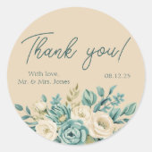 パーソナライズされたフローラ結婚 ラウンドシール (正面)