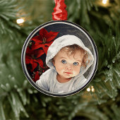 パーソナライズされたフローラ背景クリスマス飾り メタルオーナメント