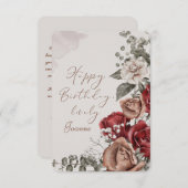 パーソナライズされたフローラ誕生日カード サンキューカード (正面/裏面)