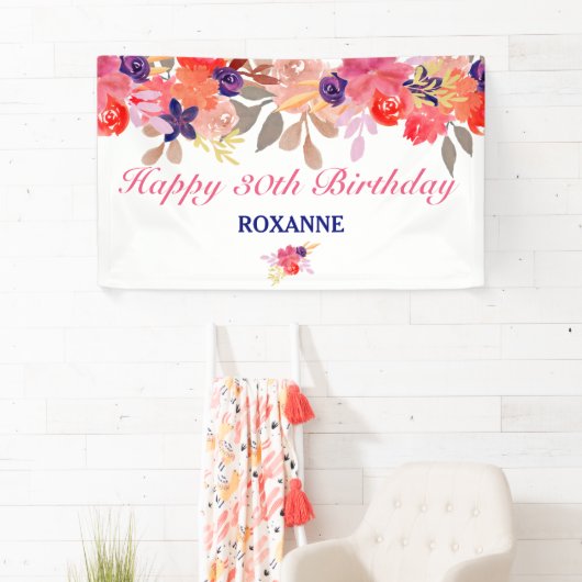 パーソナライズされたフローラ誕生日 横断幕 (インサイチュ)