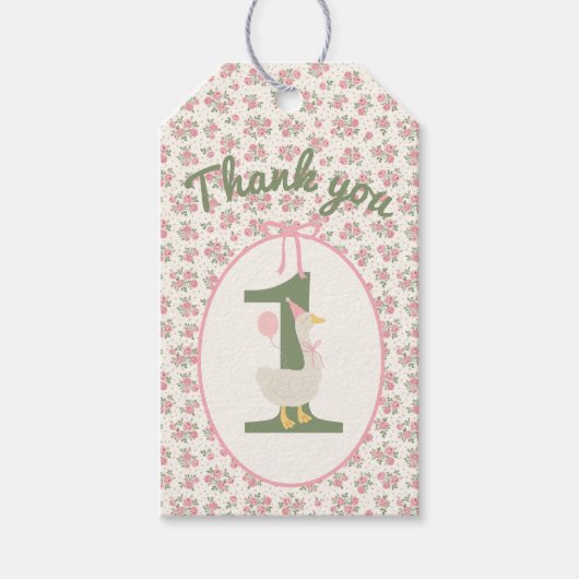 パーソナライズされたフローラ間抜けグースメッセージカード ギフトタグ (正面)