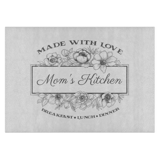 パーソナライズされたフローラ11.5インチx 8インチ角ガ澄んラス カッティングボード (正面)