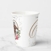 パーソナライズされたフローラ60誕生日白金ゴールド写真 紙コップ (左)