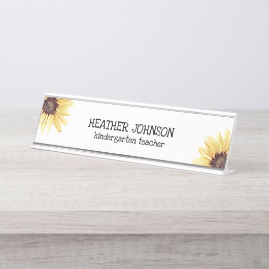 パーソナライズされたフローラ デスクネームプレート (正面)