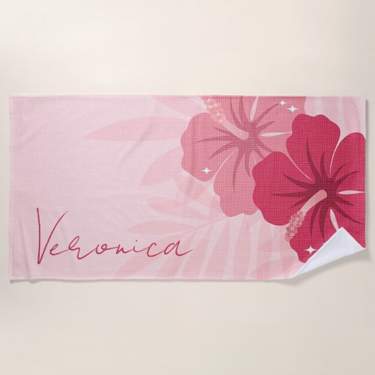 パーソナライズされたフローラ ビーチタオル (正面)