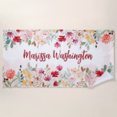 パーソナライズされたフローラ ビーチタオル (正面)
