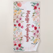 パーソナライズされたフローラ ビーチタオル (正面)