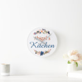 パーソナライズされたフローラ ラウンド壁時計 (ホーム)