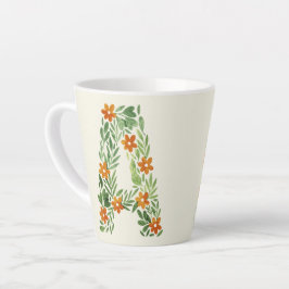 パーソナライズされたフローラAオレンジ色の花 カフェラテマグ