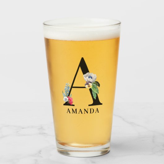 パーソナライズされたフローラAモノグラム  タンブラーグラス (ドリンク正面)