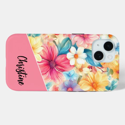 パーソナライズされたフローラiPhone 15ケース Case-Mate iPhoneケース (裏面 (横))