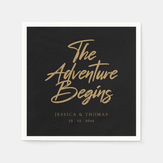 パーソナライズされたブエレガントロと金ゴールド結婚のカクテル スタンダードカクテルナプキン (正面)