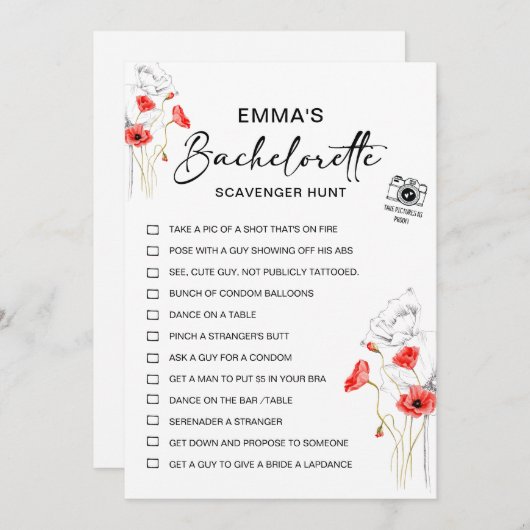 パーソナライズされたブライズメイドのための宝探しゲーム 招待状 (正面/裏面)