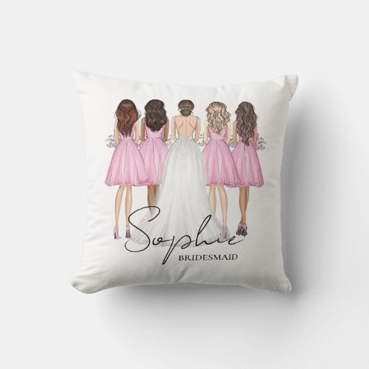 パーソナライズされたブライズメイド カスタムネーム ギフト クッション (正面)