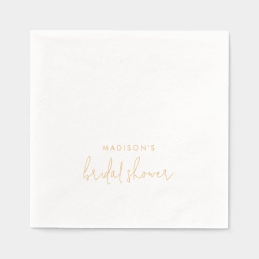 パーソナライズされたブライダルシャワースクリプト名前をカスタムする 箔ナプキン (正面)