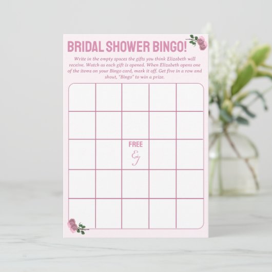 パーソナライズされたブライダルシャワービンゴゲーム アドバイスカード (スタンド正面)
