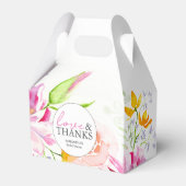 パーソナライズされたブライダルシャワー優先ボックスフローラ フェイバーボックス (正面サイド)